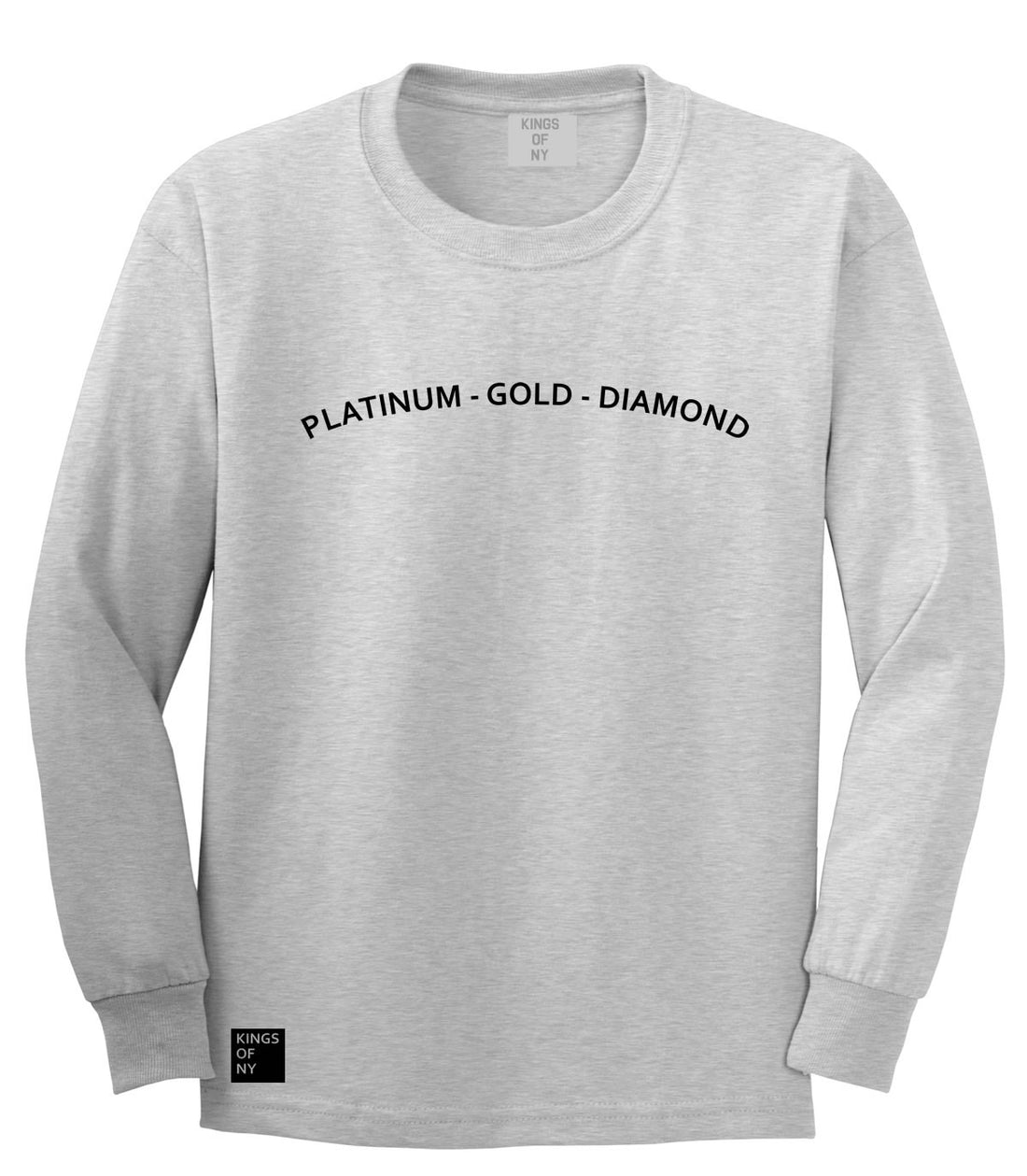 Platinum Gold Diamond Long Sleeve T-Shirt in Grey by Kings Of NY