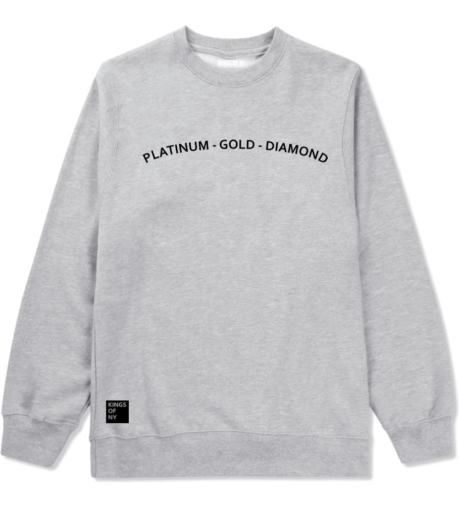 Platinum Gold Diamond Crewneck Sweatshirt in Grey by Kings Of NY