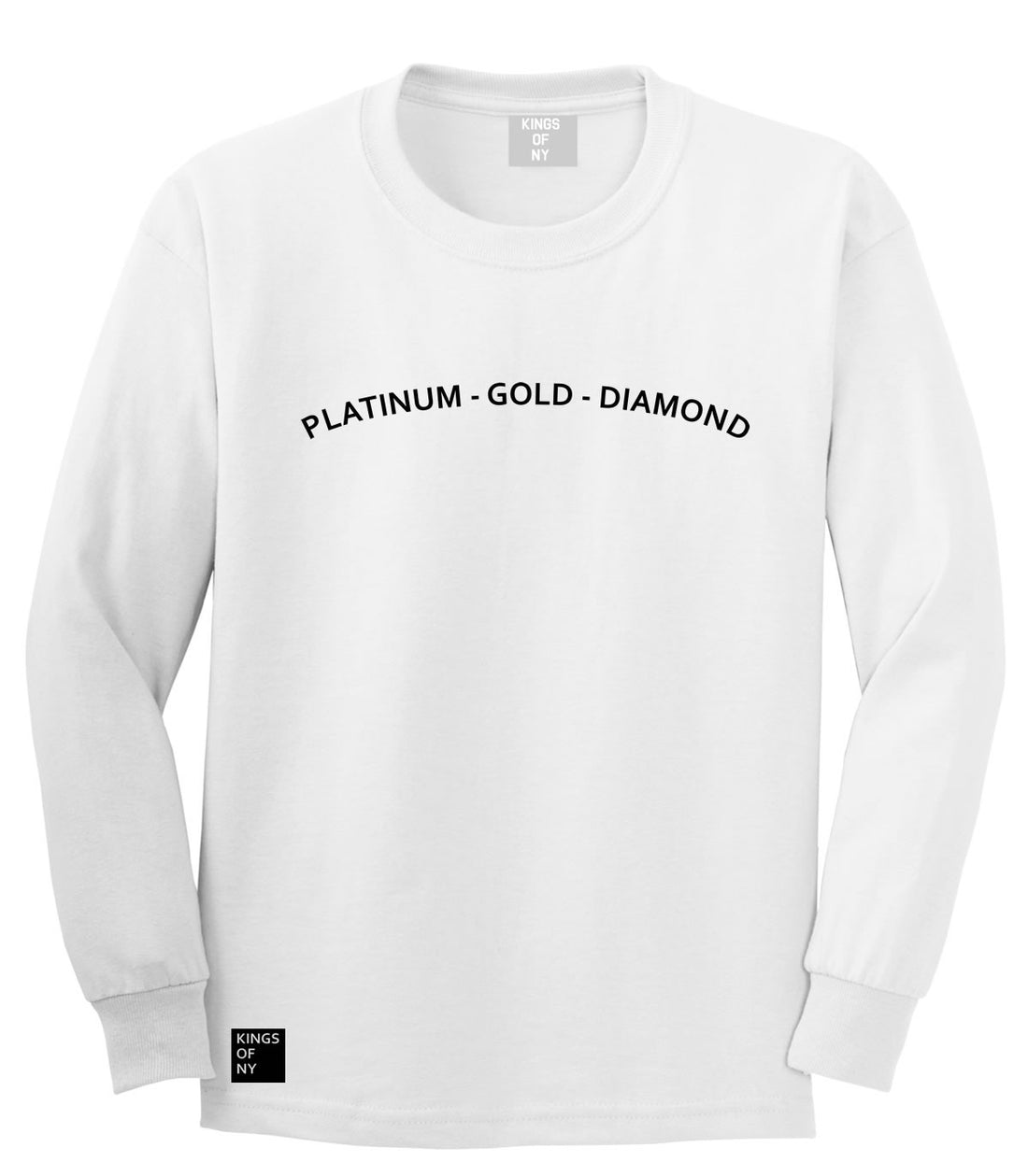 Platinum Gold Diamond Long Sleeve T-Shirt in White by Kings Of NY