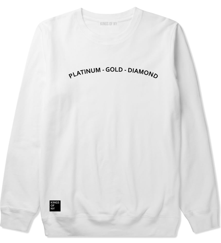 Platinum Gold Diamond Crewneck Sweatshirt in White by Kings Of NY