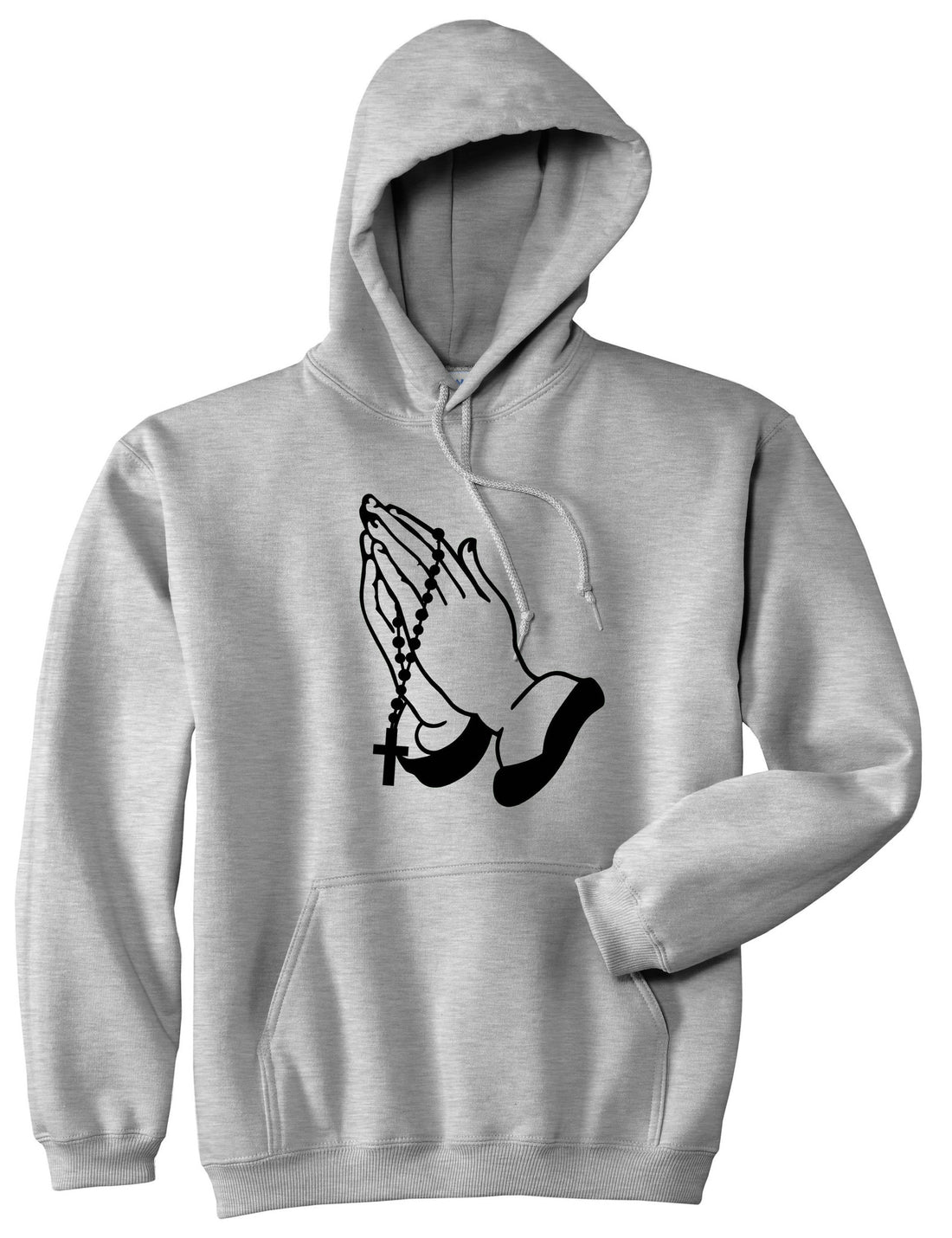 Pray For Them Prayer Hands Rosary Pullover Hoodie Hoody in Grey