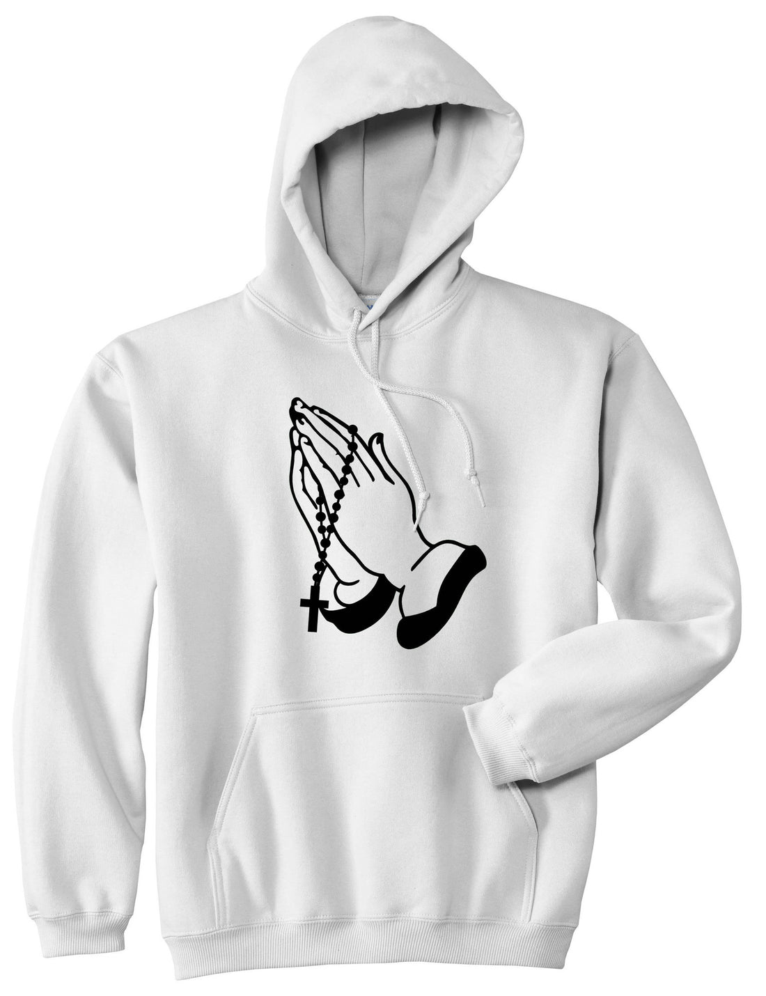 Pray For Them Prayer Hands Rosary Pullover Hoodie Hoody in White