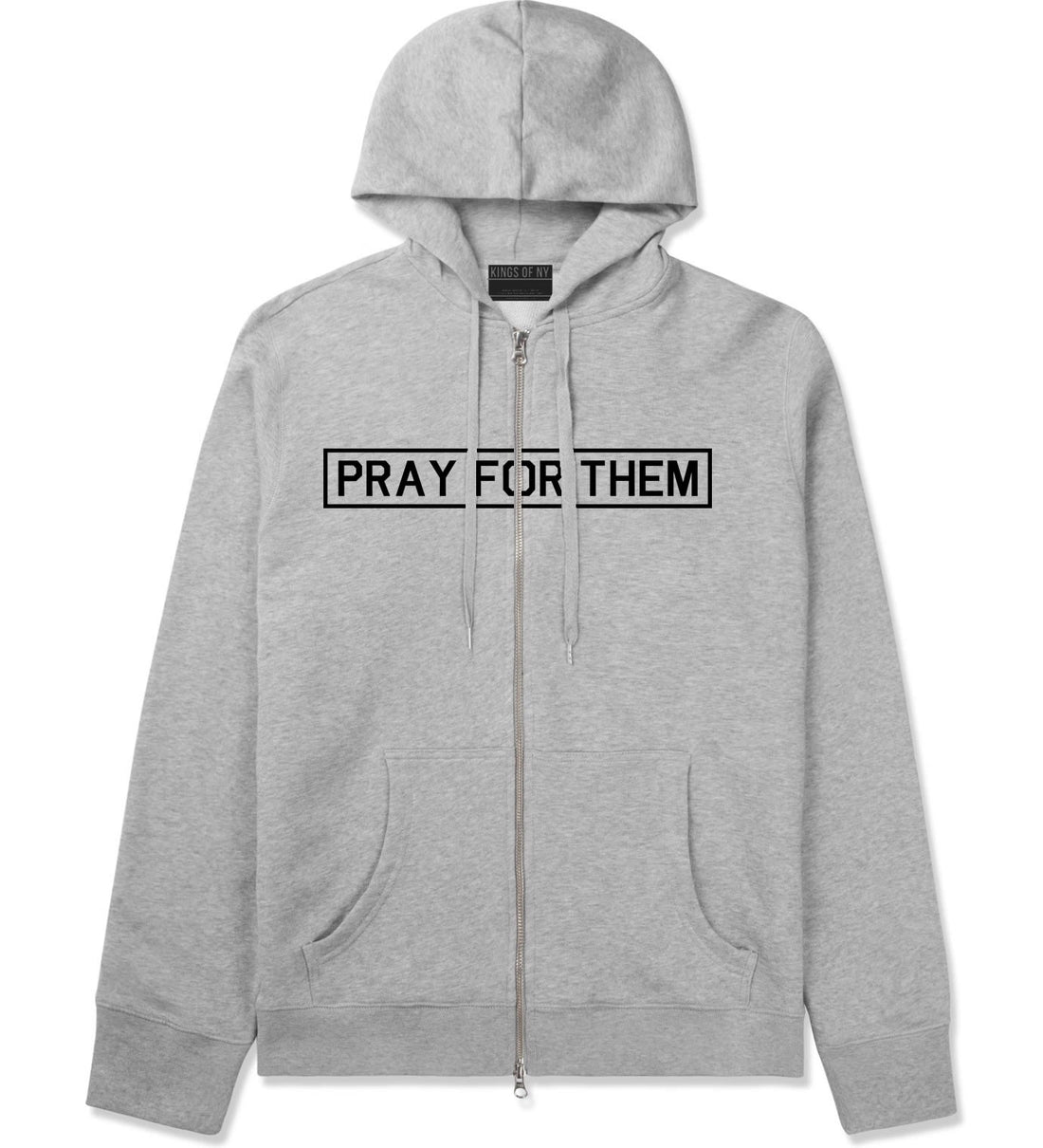 Pray For Them Fall15 Zip Up Hoodie Hoody in Grey by Kings Of NY