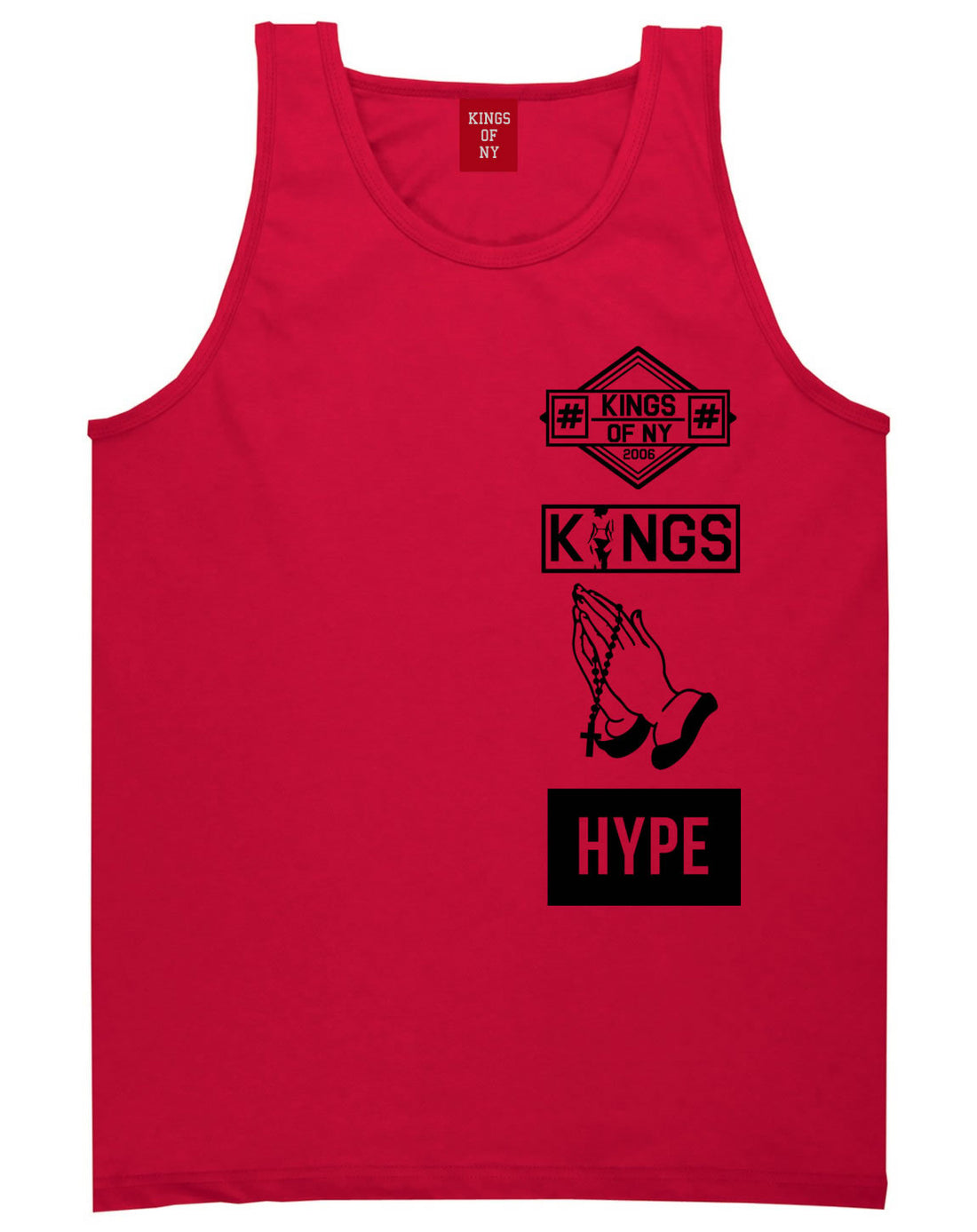 Prayer Hands Hype Left Logos Tank Top in Red By Kings Of NY