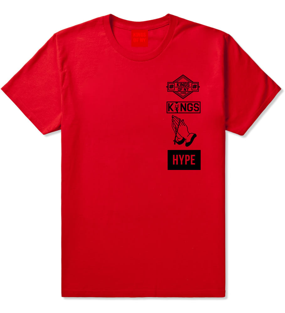 Prayer Hands Hype Left Logos T-Shirt in Red By Kings Of NY