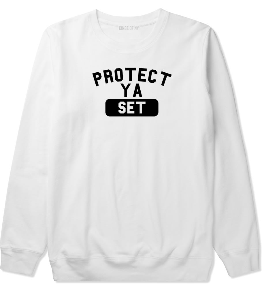 Protect Ya Set Neck Crewneck Sweatshirt in White By Kings Of NY