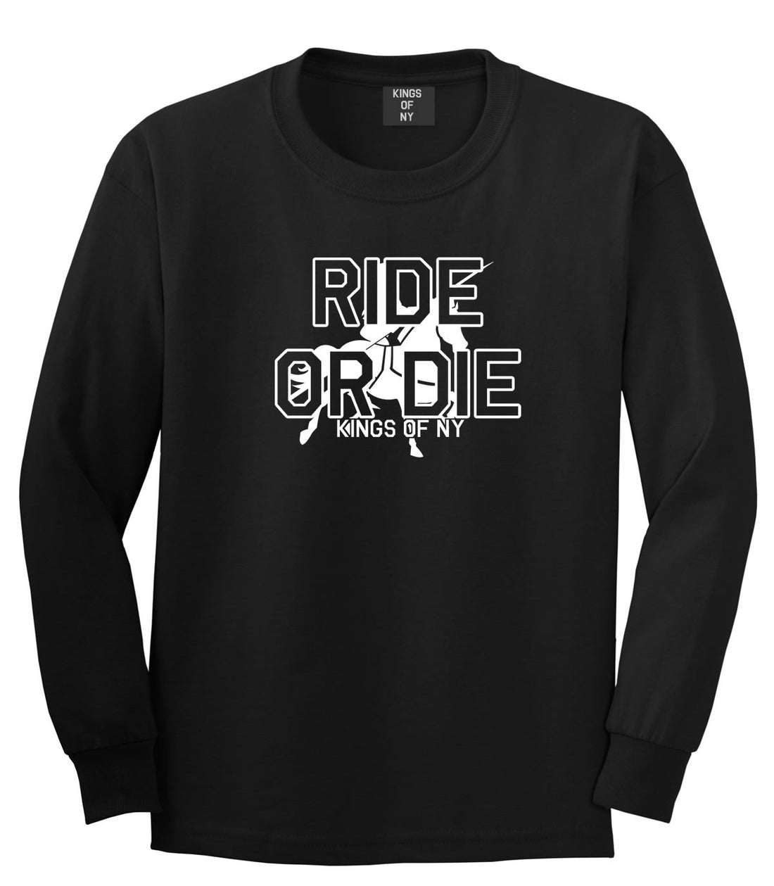 Ride Or Die Horse Rider Long Sleeve T-Shirt in Black by Kings Of NY
