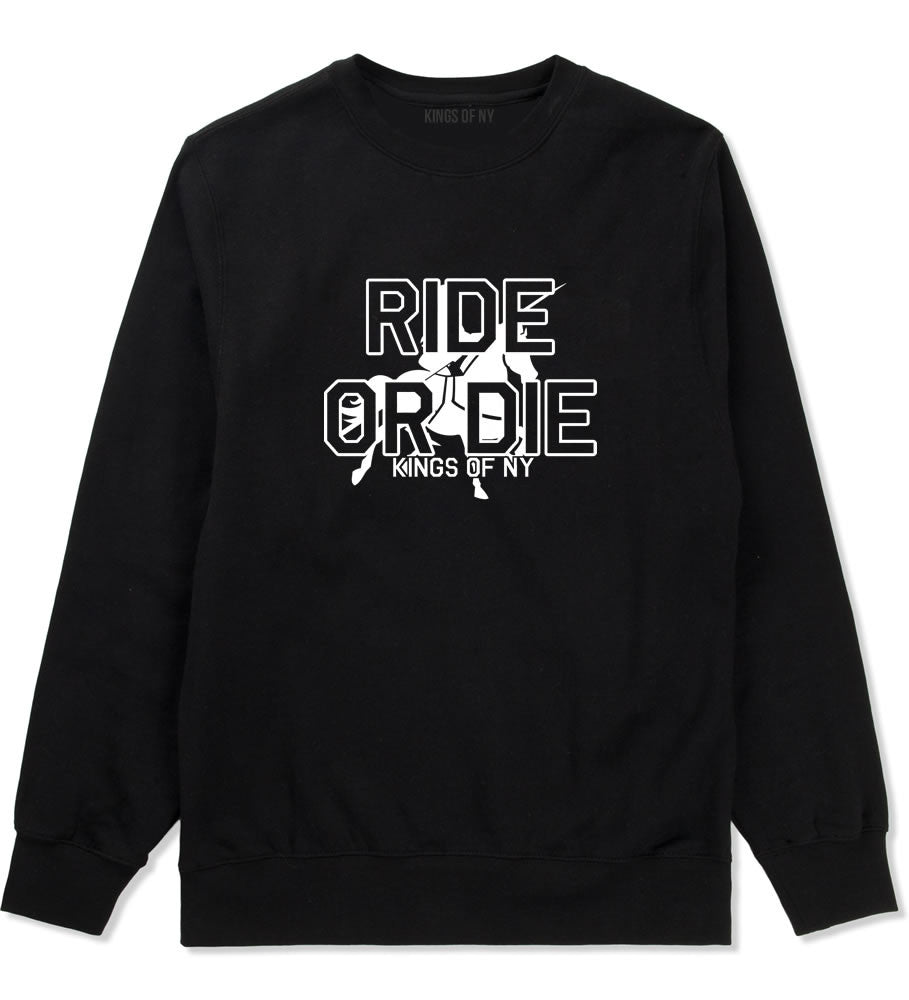 Ride Or Die Horse Rider Crewneck Sweatshirt in Black by Kings Of NY