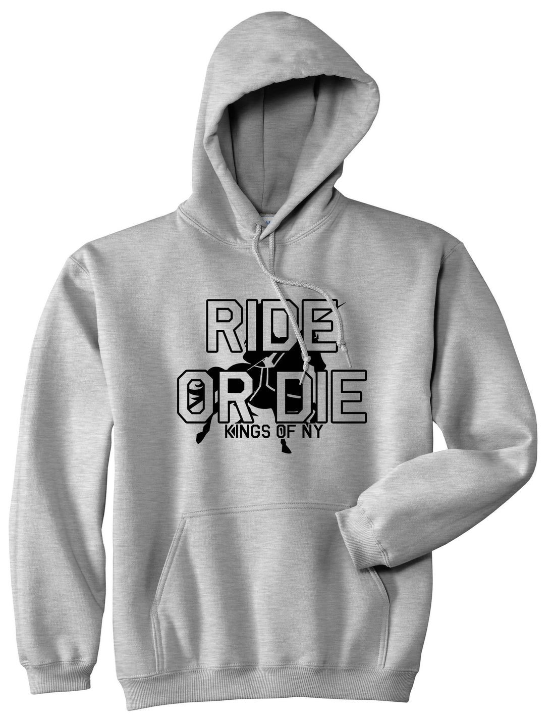 Ride Or Die Horse Rider Pullover Hoodie Hoody in Grey by Kings Of NY