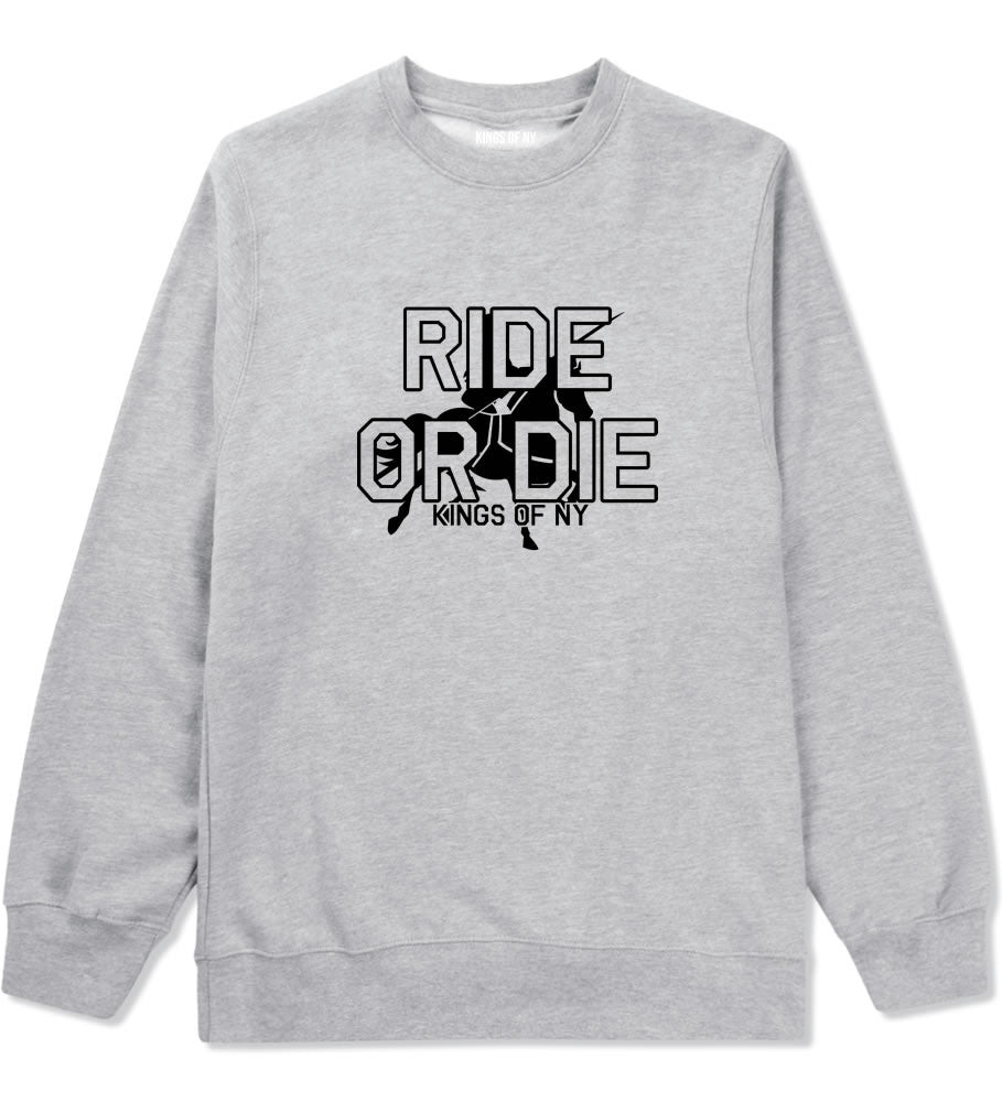 Ride Or Die Horse Rider Crewneck Sweatshirt in Grey by Kings Of NY