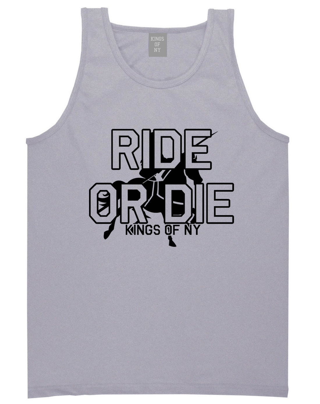 Ride Or Die Horse Rider Tank Top in Grey by Kings Of NY