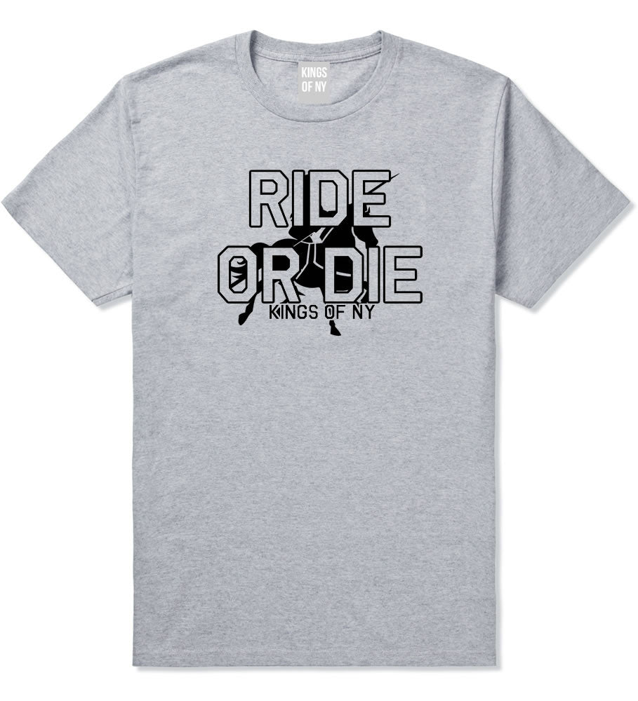 Ride Or Die Horse Rider T-Shirt in Grey by Kings Of NY