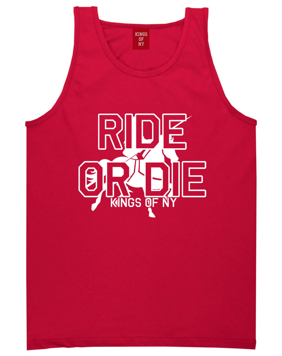 Ride Or Die Horse Rider Tank Top in Red by Kings Of NY