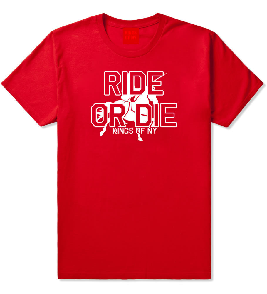 Ride Or Die Horse Rider T-Shirt in Red by Kings Of NY