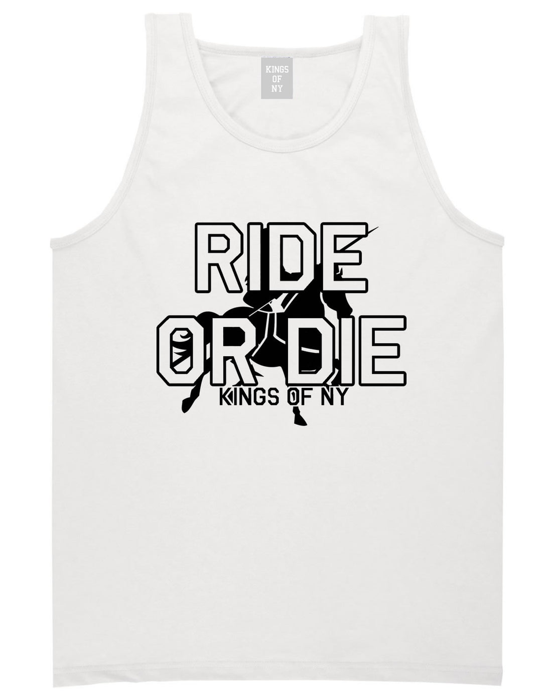 Ride Or Die Horse Rider Tank Top in White by Kings Of NY