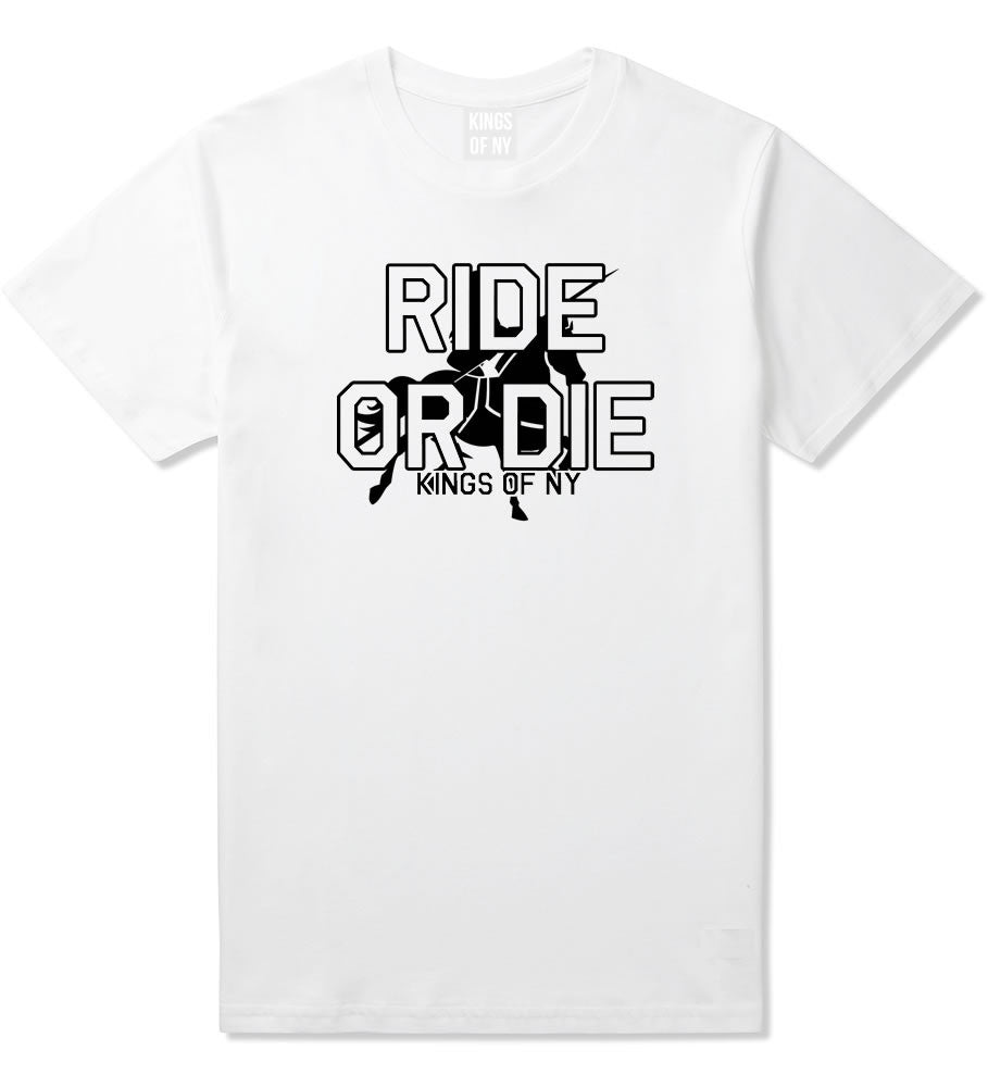 Ride Or Die Horse Rider T-Shirt in White by Kings Of NY