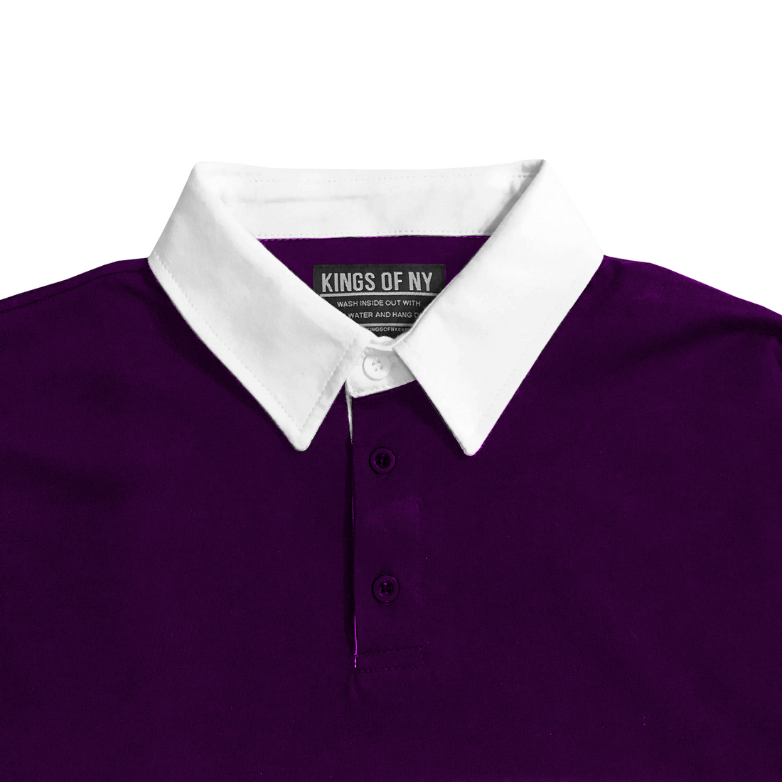Mens Purple and White Striped Long Sleeve Polo Rugby Shirt
