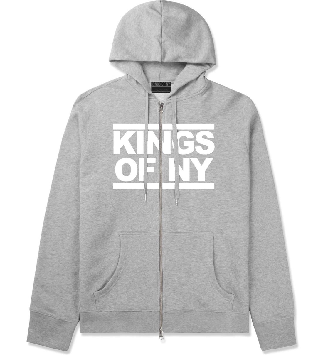 Kings Of NY Run DMC Logo Style Zip Up Hoodie in Grey By Kings Of NY