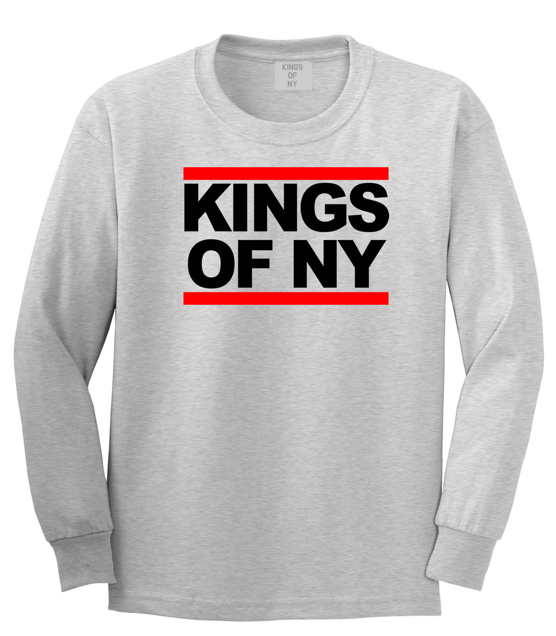 Kings Of NY Run DMC Logo Style Long Sleeve T-Shirt in Grey By Kings Of NY
