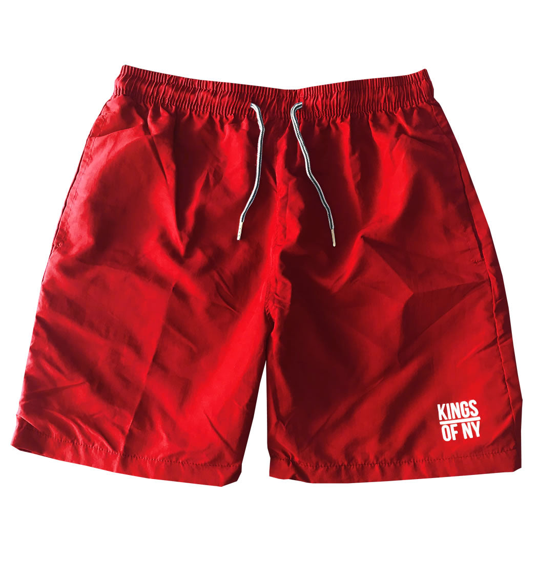 Simple Red Swim Shorts by KINGS OF NY