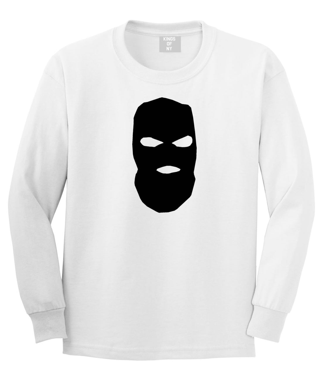 Ski Mask Way Robber Long Sleeve T-Shirt in White By Kings Of NY