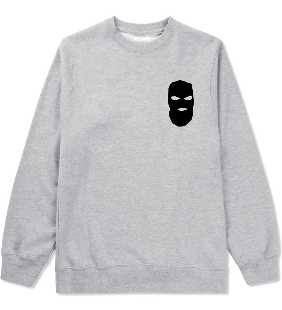 Ski Mask Way Robber Chest Logo Boys Kids Crewneck Sweatshirt in Grey By Kings Of NY