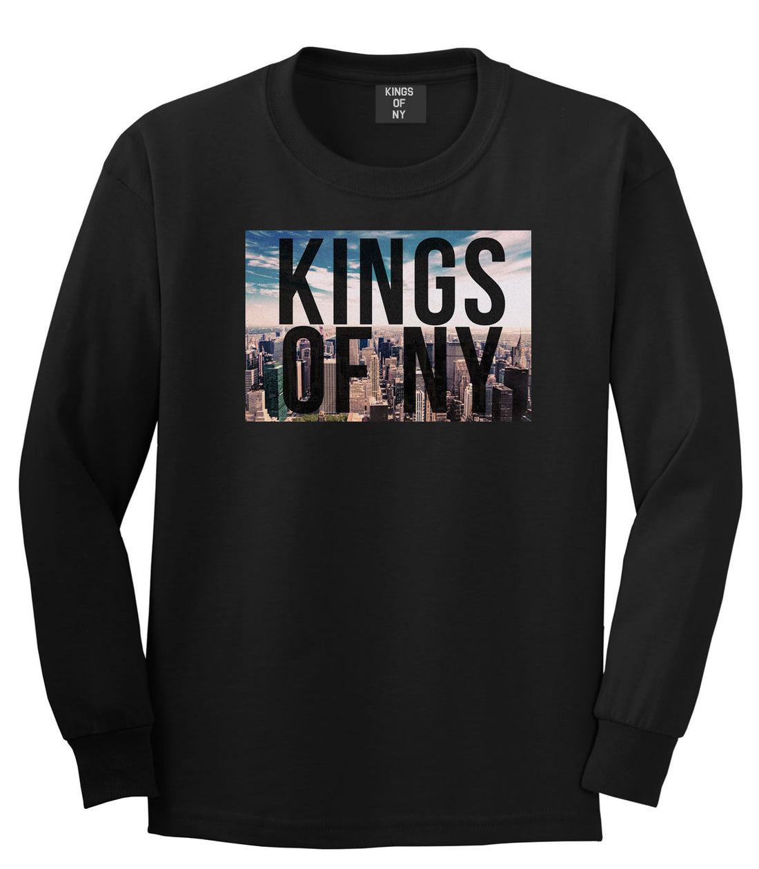 New York Skyline Boys Kids Long Sleeve T-Shirt in Black by Kings Of NY