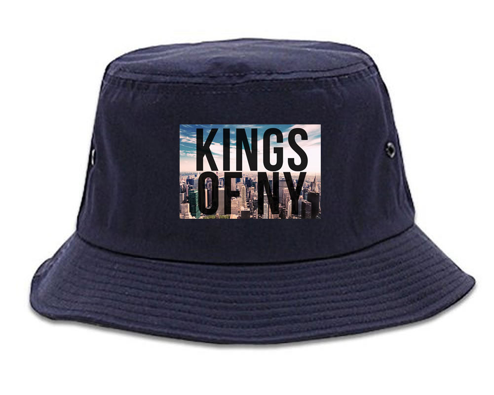 New York Skyline Bucket Hat in Blue by Kings Of NY