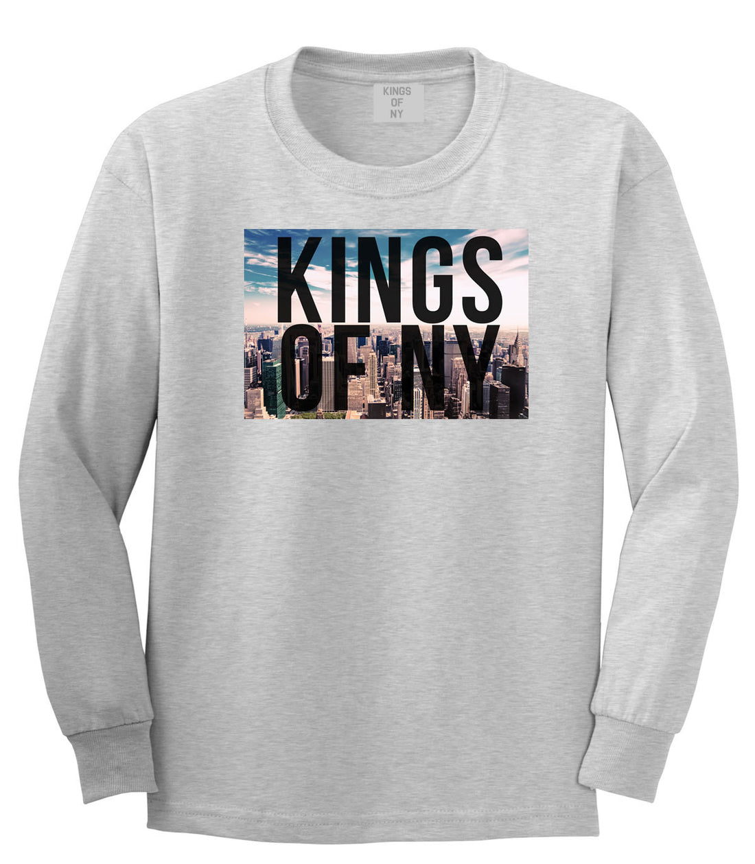 New York Skyline Long Sleeve T-Shirt in Grey by Kings Of NY