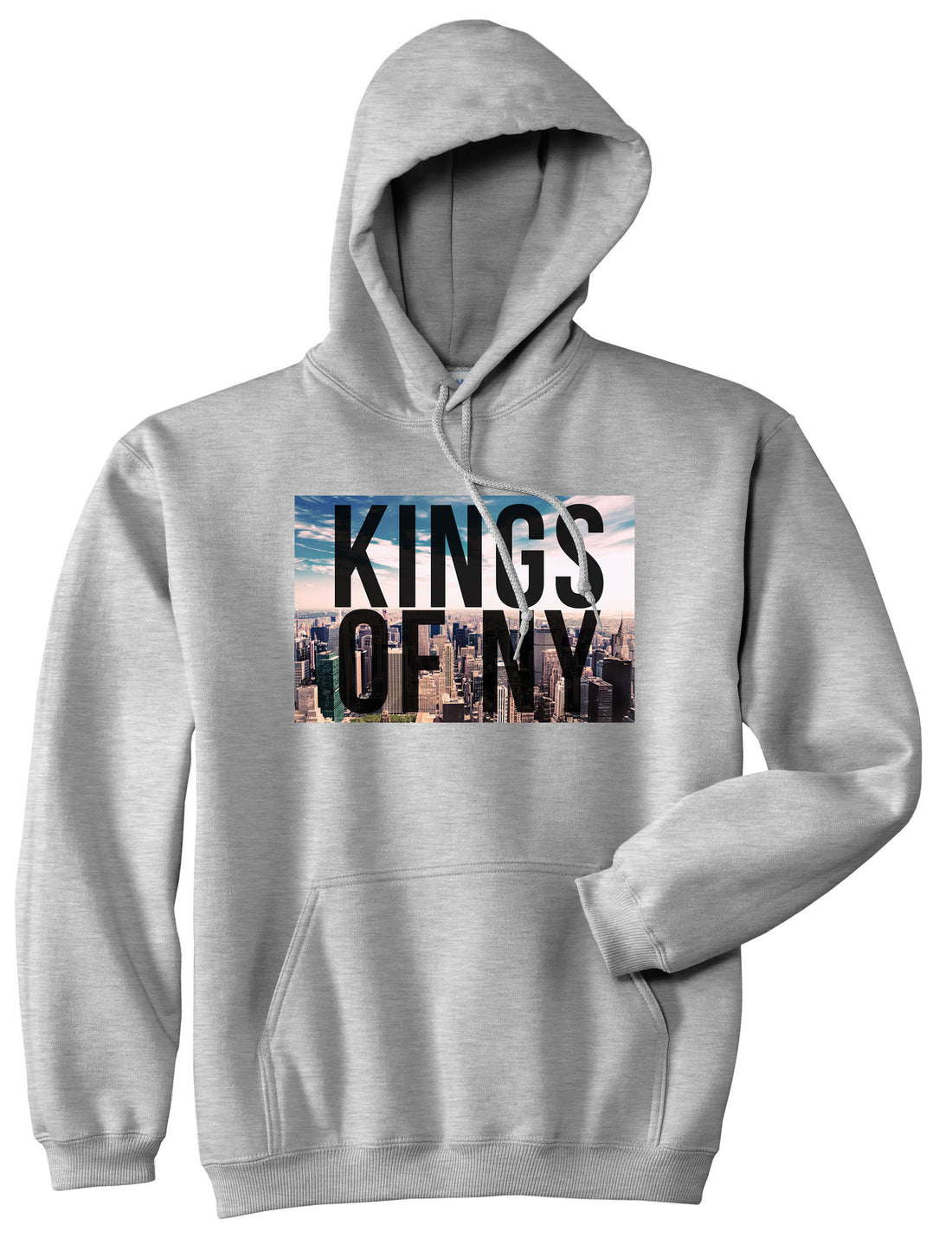 New York Skyline Pullover Hoodie Hoody in Grey by Kings Of NY