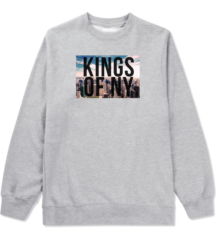 New York Skyline Boys Kids Crewneck Sweatshirt in Grey by Kings Of NY