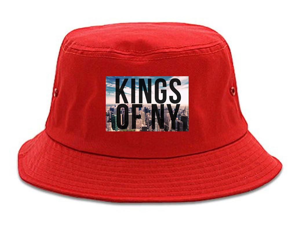 New York Skyline Bucket Hat in Red by Kings Of NY
