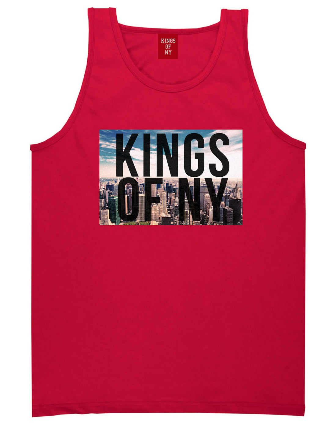 New York Skyline Tank Top in Red by Kings Of NY