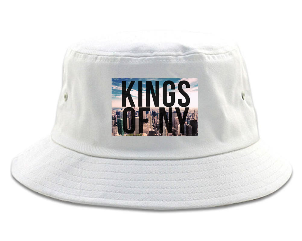 New York Skyline Bucket Hat in White by Kings Of NY