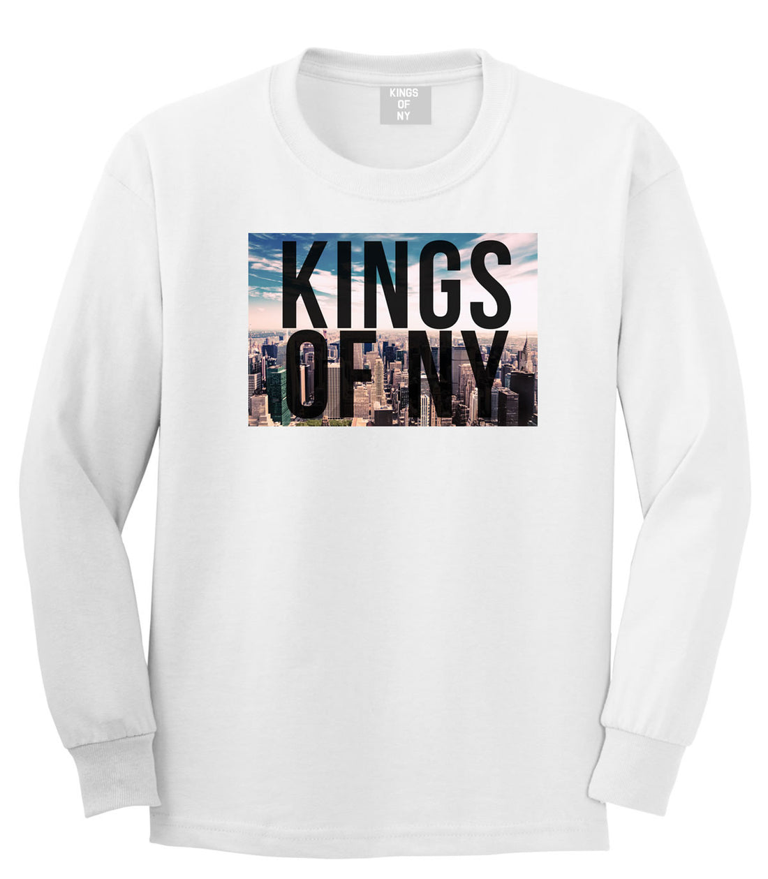 New York Skyline Long Sleeve T-Shirt in White by Kings Of NY