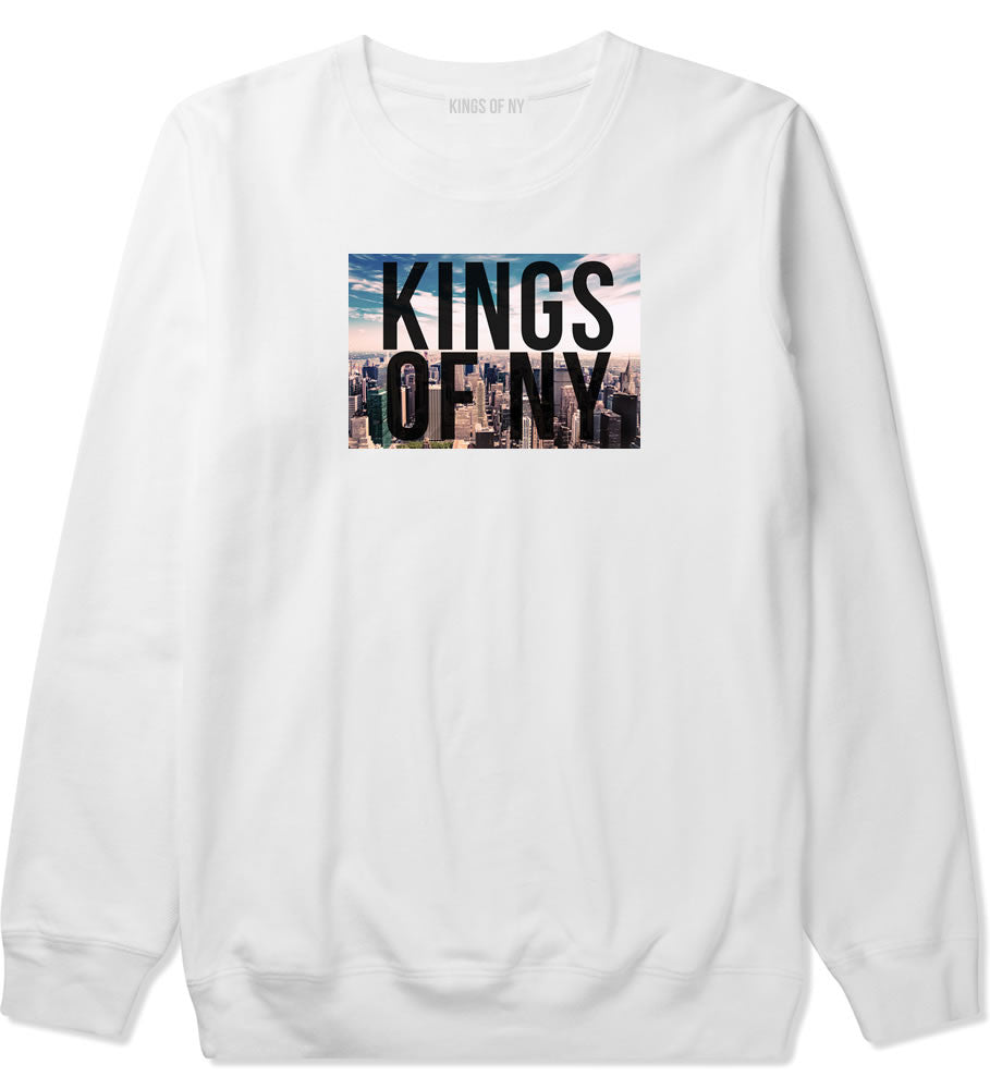 New York Skyline Crewneck Sweatshirt in White by Kings Of NY