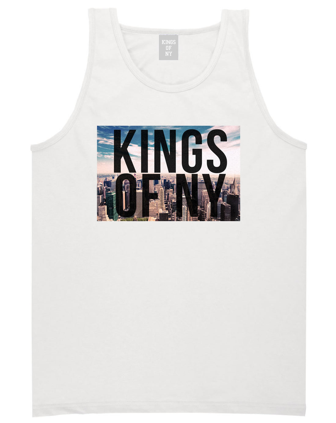 New York Skyline Tank Top in White by Kings Of NY