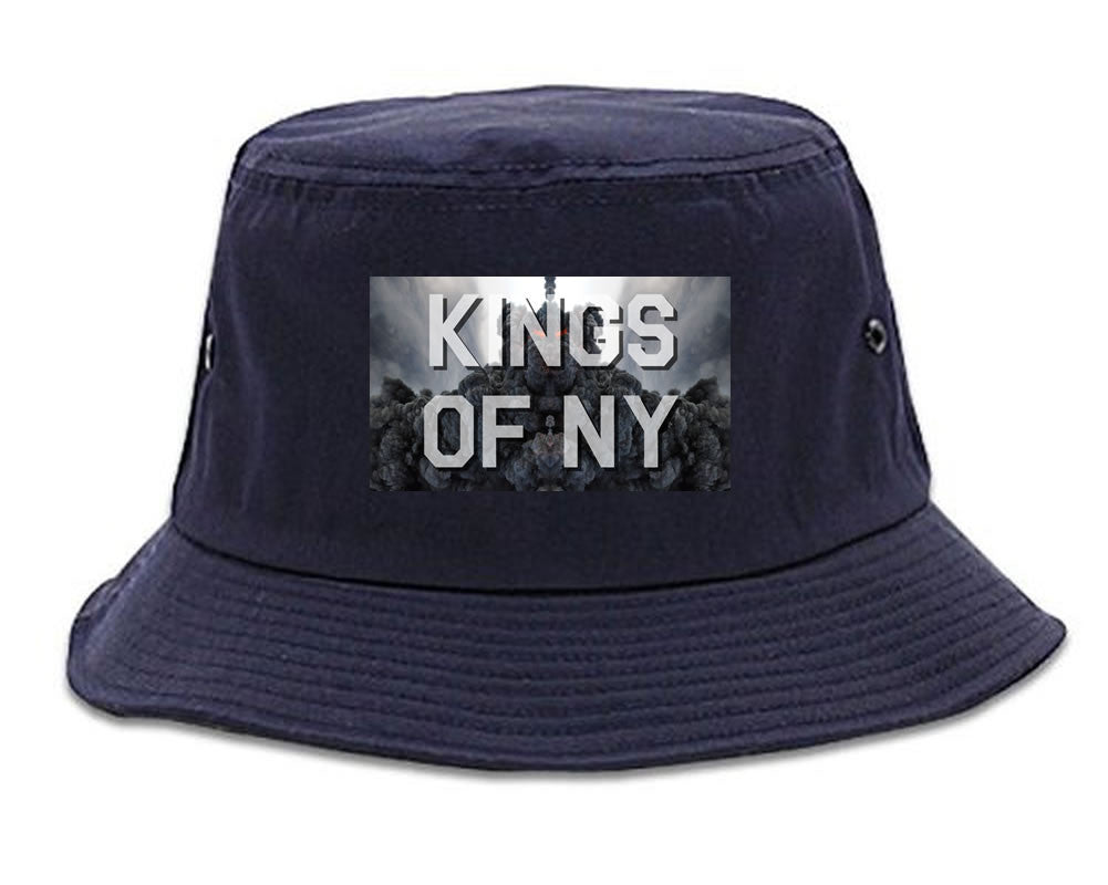 Smoke Cloud End Of Days Kings Of NY Logo Bucket Hat in Navy Blue By Kings Of NY