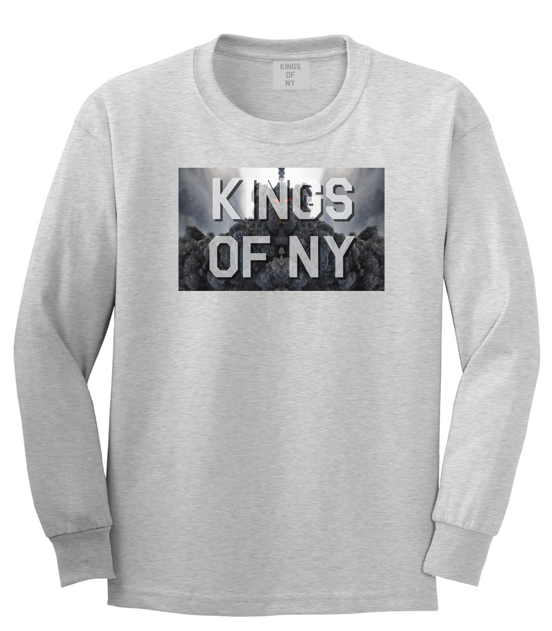 Smoke Cloud End Of Days Kings Of NY Logo Long Sleeve T-Shirt in Grey By Kings Of NY