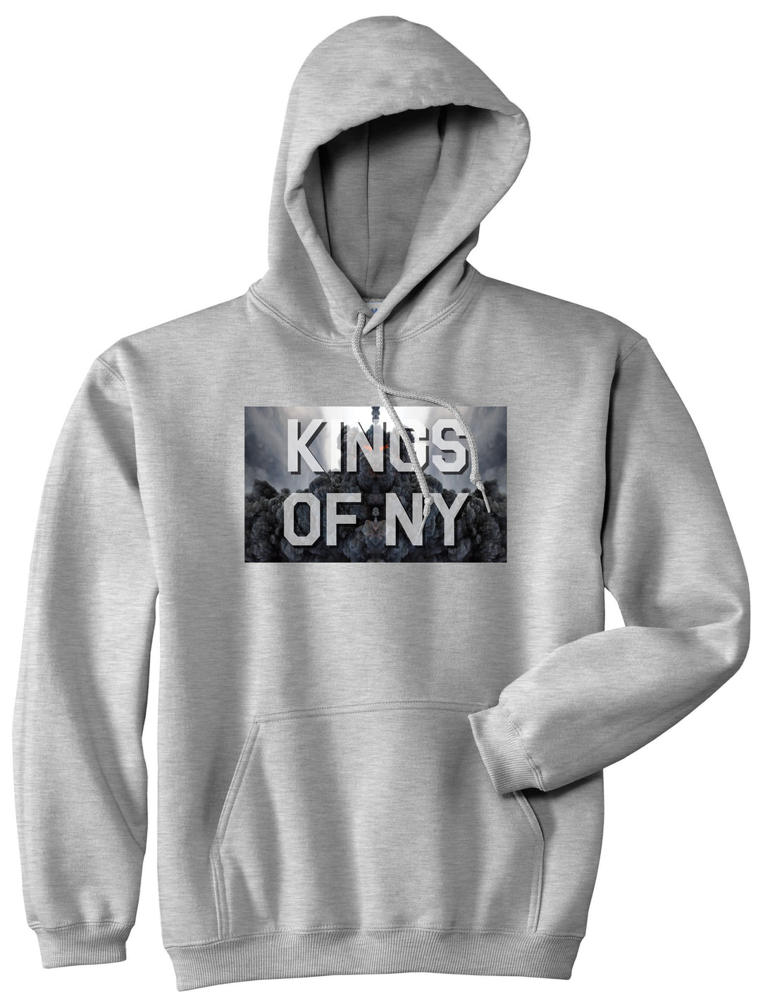 Smoke Cloud End Of Days Kings Of NY Logo Pullover Hoodie in Grey By Kings Of NY