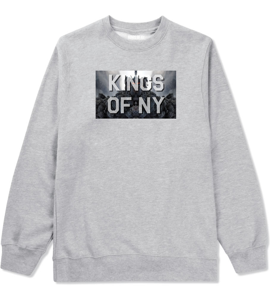 Smoke Cloud End Of Days Kings Of NY Logo Crewneck Sweatshirt in Grey By Kings Of NY