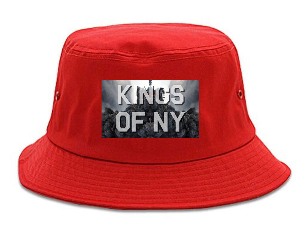 Smoke Cloud End Of Days Kings Of NY Logo Bucket Hat in Red By Kings Of NY