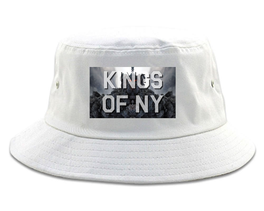 Smoke Cloud End Of Days Kings Of NY Logo Bucket Hat in White By Kings Of NY