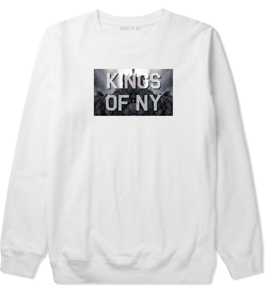 Smoke Cloud End Of Days Kings Of NY Logo Crewneck Sweatshirt in White By Kings Of NY