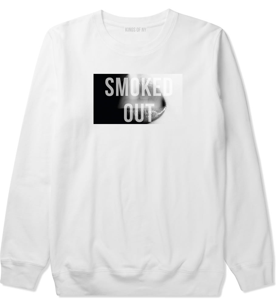 Smoked Out Weed Marijuana Girls Pot New York Crewneck Sweatshirt in White by Kings Of NY