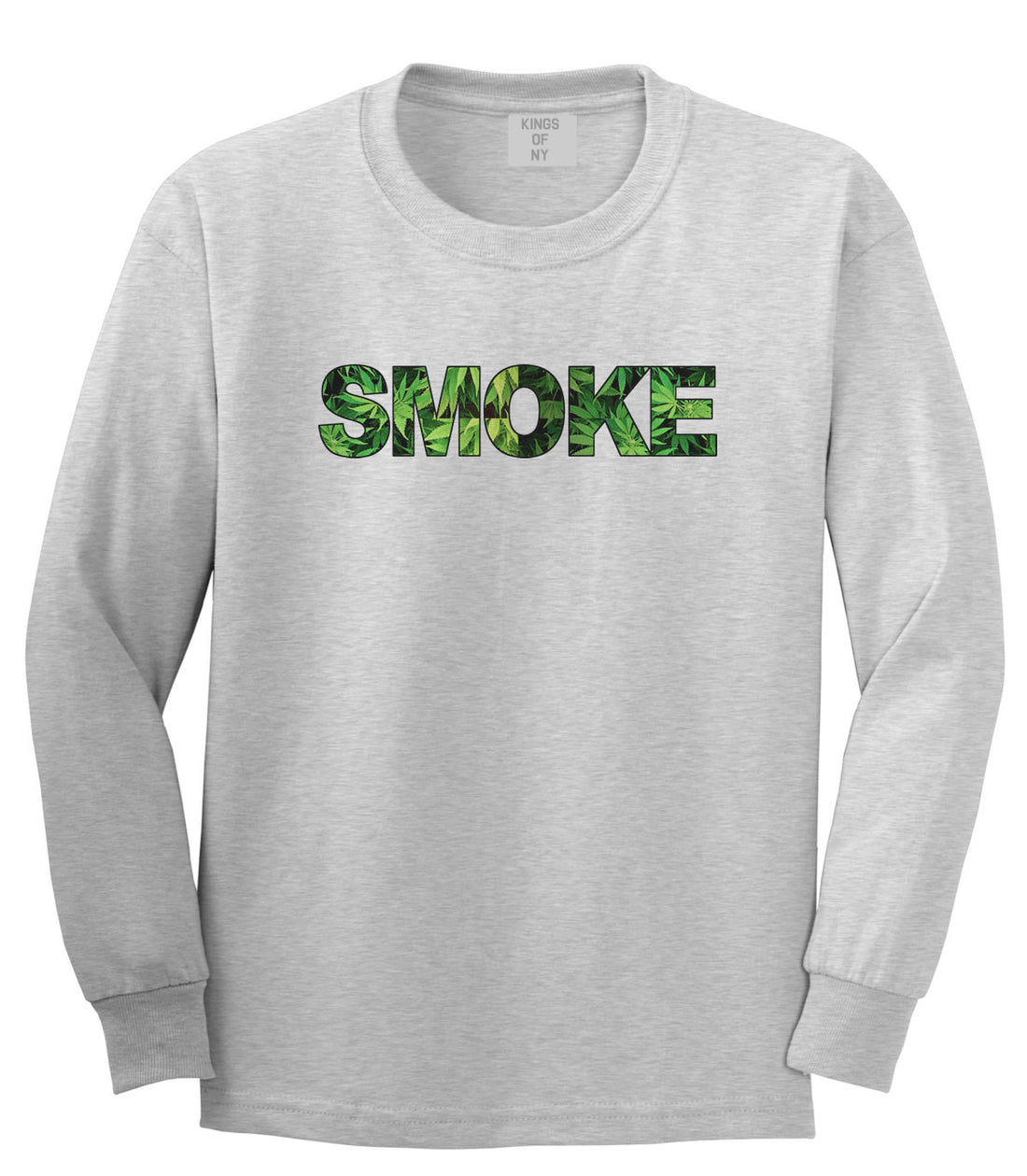 Smoke Weed Marijuana Print Boys Kids Long Sleeve T-Shirt in Grey by Kings Of NY