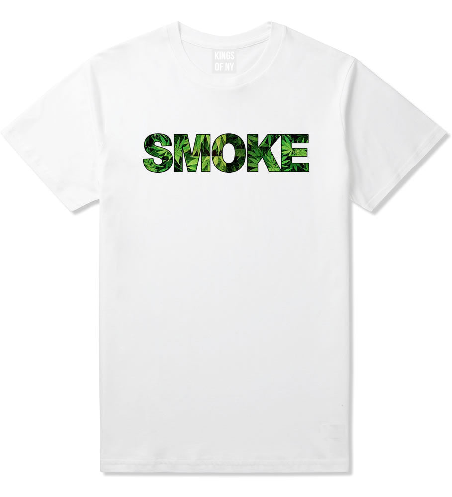 Smoke Weed Marijuana Print T-Shirt in White by Kings Of NY