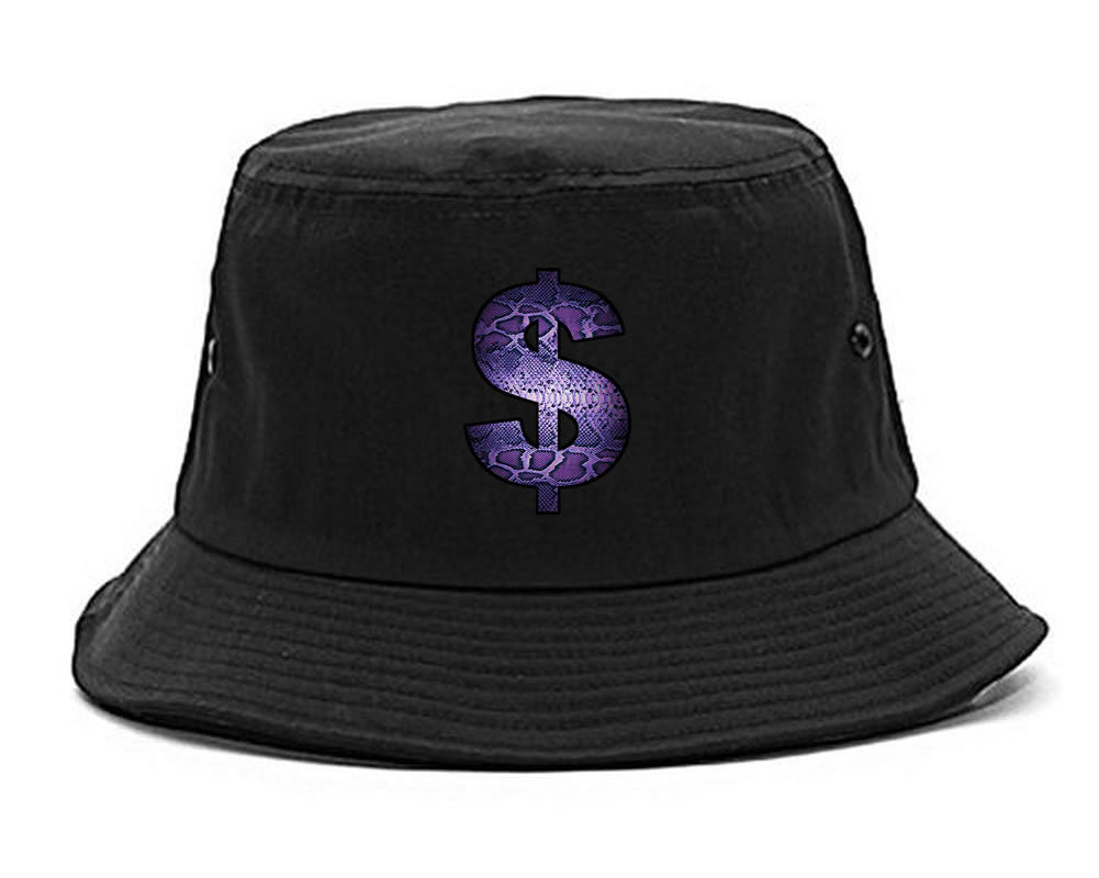 Snakeskin Money Sign Purple Animal Print Bucket Hat By Kings Of NY