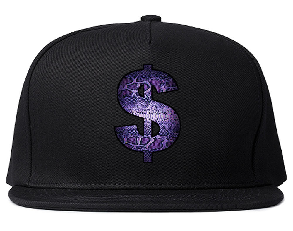 Snakeskin Money Sign Purple Animal Print Snapback Hat By Kings Of NY