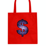 Snakeskin Money Sign Purple Animal Print Tote Bag By Kings Of NY